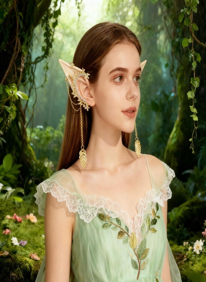 KYLELOVE Elf Ears with Piercings Set for Cosplay 3 Pairs Fairy Pixie Soft Ears with Moon Cuffs Fairy Ear Elf Earring for Adult Women Costume Party Photoshoot - Image 5